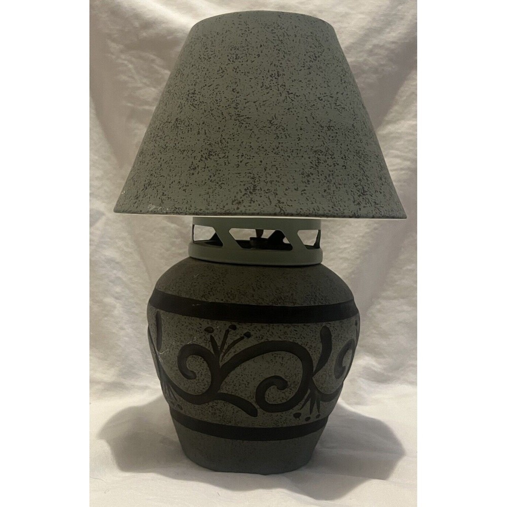 Vintage Pottery Vase Retro Swirls black and Green MCM Style market CA 07